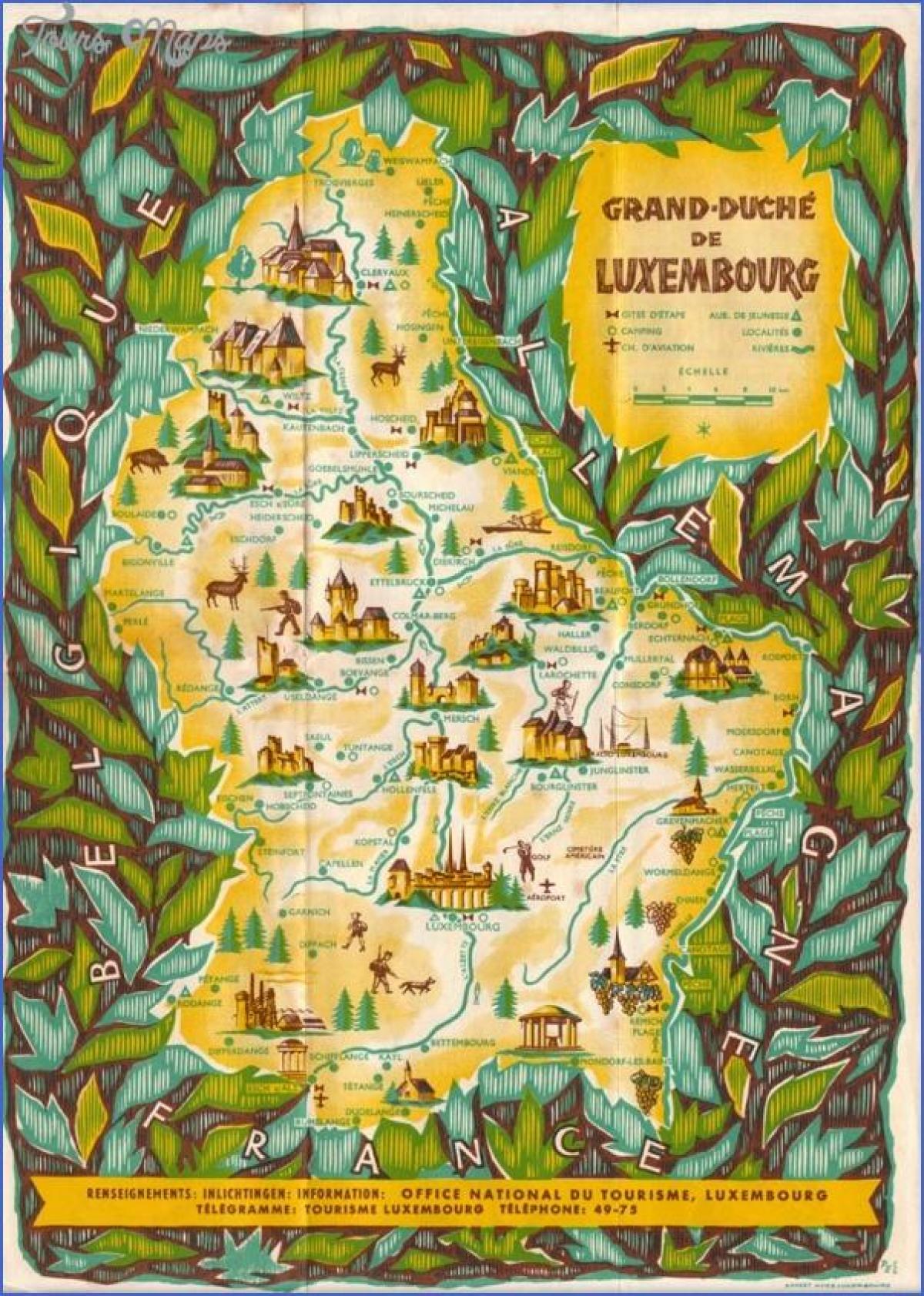 քարտեզ Լյուքսեմբուրգի տեսարժան վայրերը