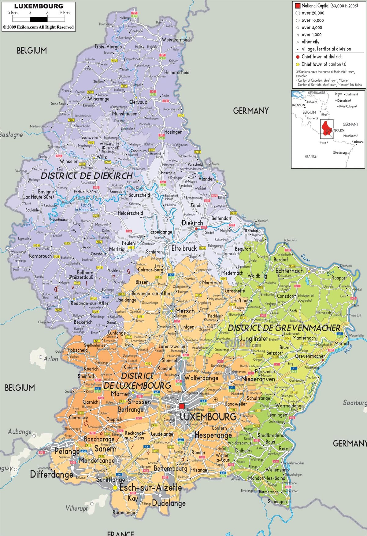 Լյուքսեմբուրգ երկրի քարտեզ